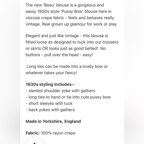House of Foxy NWT 1930s/40s style bow blouse UK 16 (US 12 - see size chart) - Picture 5 of 5